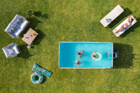 Bestway Steel Pro MAX™ Frame Pool Set mit Filterpumpe 412 x 201 x 122 cm, Marmor-Optik (Schiefergrau), eckig