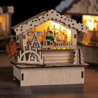 HGD Holz-Glas-Design LED-Weihnachtsmarkthütte Spielzeugverkäufer