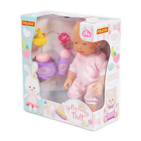 Fröhliche Baby Puppe, 35 cm mit Schnuller und Badeset, 3 Teile