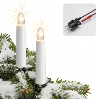 Hellum 20er LED-Filament-Riffelkerzenkette klar/weiß außen
