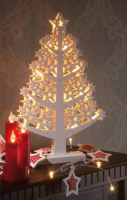 Hellum LED-Baum Holz/Sterne 14 BS warmweiß/weiß innen