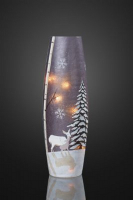 Hellum LED-Glasvase Reh mit Kitz 10 BS warmweiß innen