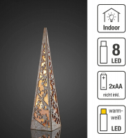 Hellum LED-Pyramide Holz 45cm 8 BS warmweiß/weiß gebeizt innen