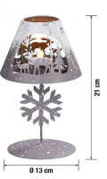 Hellum Deko-Lampenschirm mit Schneeflocke, Rentieren + LED-Teelicht
