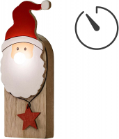 Hellum LED-Weihnachtsmann Holz mit leuchtender Nase, Batteriebetrieb