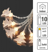 Hellum LED-Lichterkette Tannenbäume 10 BS warmweiß/transparent, innen Batteriebetrieb