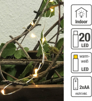 Hellum LED-Lichterkette Tauperlen 20 BS warmweiß/kupfer, innen Batteriebetrieb