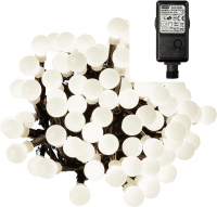 Hellum LED-Kugel-Lichterkette 80 BS weiß/schwarz, außen, mit Timer