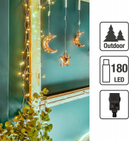 Hellum LED-Vorhang Tauperlen 180 BS 1,1x1,5m warmweiß/silber, Innen- und Außenbeleuchtung