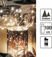 Hellum LED-Lichterkette Tauperlen 100 BS warmweiß/kupferfarben, außen und innen