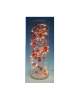 Hellum Glas mit Kristallstein-Lichterkette 40 BS klar/rot innen