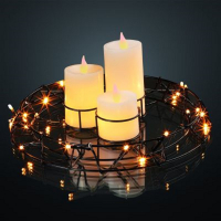 Hellum LED-Kranz Metall m. 3 Kerzen 30 BS warmweiß/schwarz innen