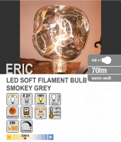 Hellum LED-E27 Dekolampe Eric warmw. 4W smokey grey