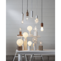 STAR Trading Lampenfassung Holz E27 Textilkabel 3,5m natur