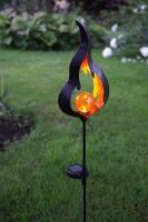 STAR Trading Solar-LED-Stab Melilla Flamme/Glaskugel schwarz/bernst.