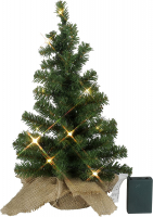 STAR Trading LED-Tannenbaum mit Jute-Sack 45cm ww/grün innen