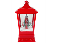 LEAN Toys schneiende Weihnachtslaterne mit Licht, Rot