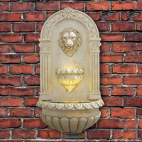 Ubbink ASSORO, LED-beleuchteter Wandbrunnen mit Löwenkopf im Antik-Look
