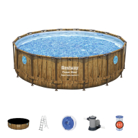 Bestway Power Steel Swim Vista Series Frame Pool Komplett-Set mit Filterpumpe Durchm. 488 x 122 cm