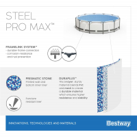 Bestway Steel Pro MAX Frame Pool Set mit Filterpumpe Durchmesser 366 x 100 cm