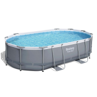 Bestway Steel Pro MAX™ Frame Pool Komplett-Set mit Filterpumpe 488 x 305 x 107 cm, grau, oval