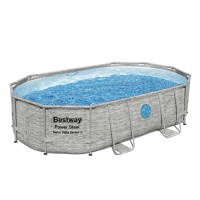 Bestway Steel Pro MAX™ Splashview™ Frame Pool Komplett-Set mit Sandfilteranlage 488 x 305 x 107 cm, Steinwand-Optik, oval