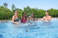 Bestway Steel Pro MAX™ Splashview™ Frame Pool Komplett-Set mit Sandfilteranlage 488 x 305 x 107 cm, Steinwand-Optik, oval