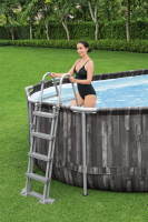 Bestway Steel Pro MAX™ Frame Pool Komplett-Set mit Filterpumpe 610 x 366 x 122 cm , Holz-Optik (Mooreiche), oval
