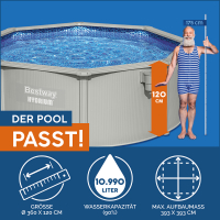 Bestway Hydrium Stahlwandpool Komplett-Set mit Sandfilteranlage Durchmesser 360 x 120 cm