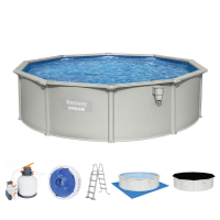 Bestway Hydrium Stahlwandpool Komplett-Set mit Sandfilteranlage Durchmesser 460 x 120 cm