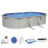 Bestway Hydrium Stahlwandpool Komplett-Set mit Sandfilteranlage 610 x 360 x 120 cm