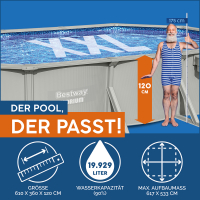 Bestway Hydrium Stahlwandpool Komplett-Set mit Sandfilteranlage 610 x 360 x 120 cm