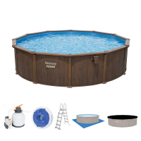 Bestway Hydrium Stahlwandpool Komplett-Set mit Sandfilteranlage Durchmesser 490 x 130 cm