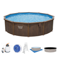 Bestway Hydrium Stahlwandpool Komplett-Set mit Sandfilteranlage Durchmesser 550 x 130 cm