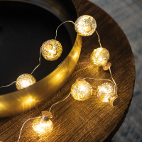 LED-Minilichterkette, Zwiebelkugeln, 12 warmweiße LEDs, amberfarben