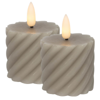 Star Trading LED-Echtwachskerzen, Flamme Swirl Votive, 2er-Set, grau