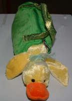 Handtasche Plüschtasche Ente, Ententasche, grün gelb