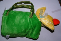 Handtasche Plüschtasche Ente, Ententasche, grün gelb
