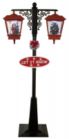 Christmas Paradise - Schneiende LED Doppel-Laterne 195 cm rot mit Weihnachtsmann u. -baum