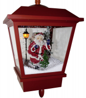 Christmas Paradise - Schneiende LED Doppel-Laterne 195 cm rot mit Weihnachtsmann u. -baum