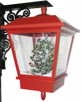 Christmas Paradise - Schneiende LED Doppel-Laterne 195 cm rot mit Weihnachtsmann u. -baum