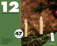LED Weihnachts-Kerzen 12er Basis-Set, kabellos + Fernbedienung, warmweiß