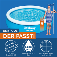 Bestway Fast Set Aufstellpool ohne Pumpe Durchm. 305 x 66 cm, blau, rund