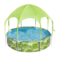 Bestway Steel Pro Frame Pool mit Sonnenschutzdach Splash-in-Shade ohne Pumpe Durchmesser 244 x 51 cm