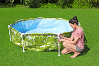 Bestway Steel Pro Frame Pool mit Sonnenschutzdach Splash-in-Shade ohne Pumpe Durchmesser 244 x 51 cm