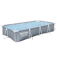 Bestway Steel Pro Frame Pool ohne Pumpe 366 x 201 x 66 cm, Blattform-Design, eckig