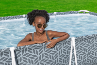Bestway Steel Pro Frame Pool ohne Pumpe 366 x 201 x 66 cm, Blattform-Design, eckig