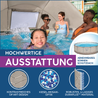 Bestway Steel Pro MAX Frame Pool Komplett-Set mit Filterpumpe Durchmesser 396 x 107 cm, Op Art-Design, rund