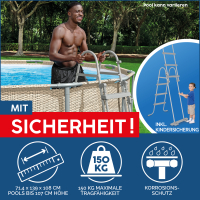 Bestway Steel Pro MAX Frame Pool Komplett-Set mit Filterpumpe Durchmesser 396 x 107 cm, Op Art-Design, rund