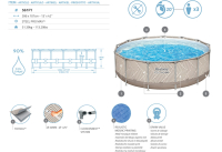 Bestway Steel Pro MAX Frame Pool Komplett-Set mit Filterpumpe Durchmesser 396 x 107 cm, Op Art-Design, rund